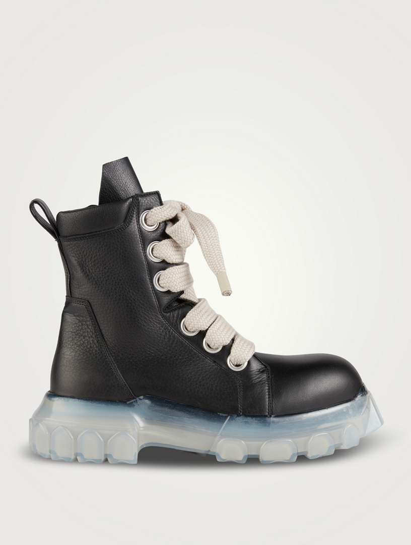 RICK OWENS Jumbo Lace Leather Tractor Boots | Holt Renfrew Canada