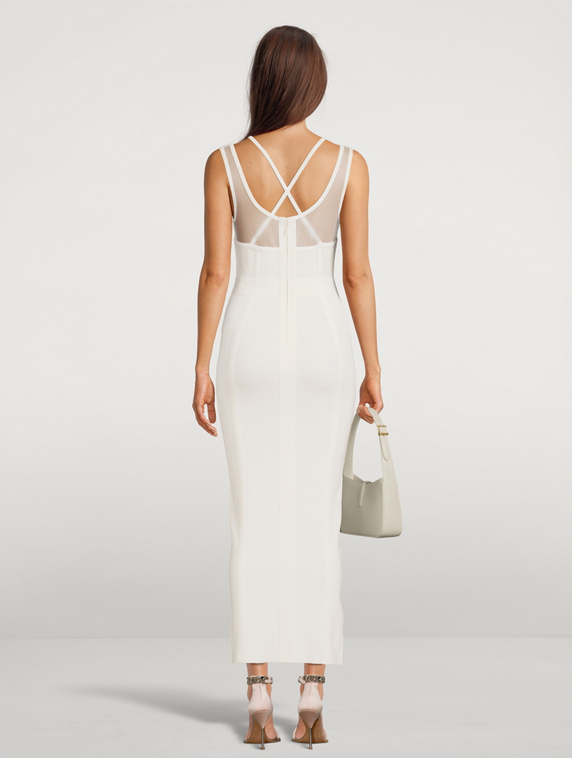 Herve Leger Bustier Gown With Sheer Overlay Holt Renfrew Canada