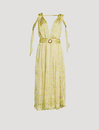SABINA MUSAYEV Terranova Belted Midi Dress In Floral Print Women's Yellow
