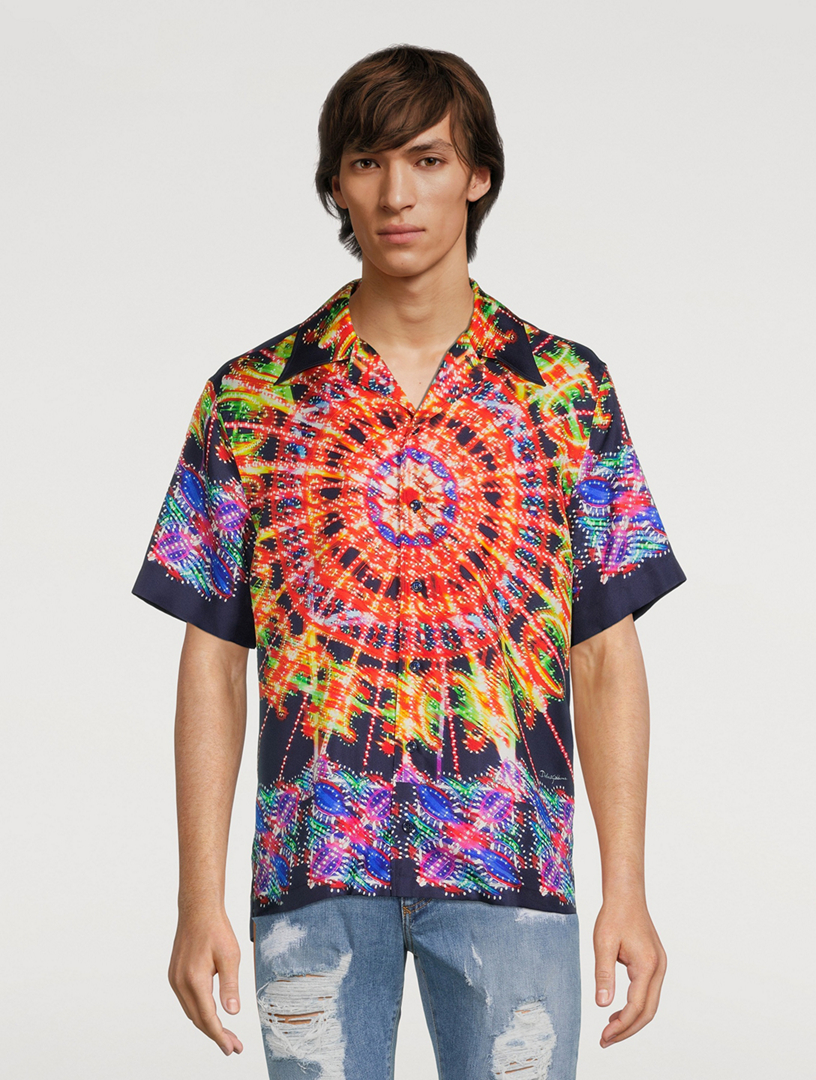 DOLCE & GABBANA Silk Short-Sleeve Shirt In Light Print | Holt Renfrew Canada