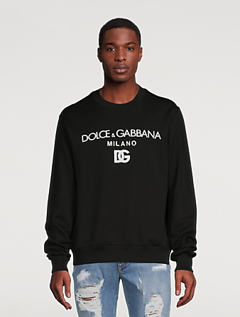 DOLCE & GABBANA Cotton Sweatshirt With Logo Embroidery Mens Black