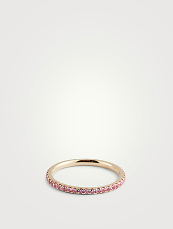 14K Gold Eternity Stack Ring With Pink Sapphire