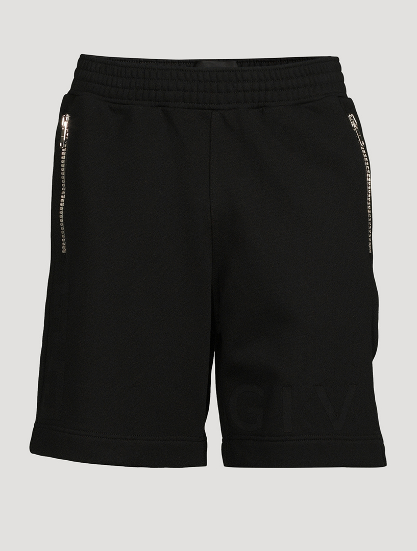 GIVENCHY Cotton Board Shorts With Bonded Branding Mens Black