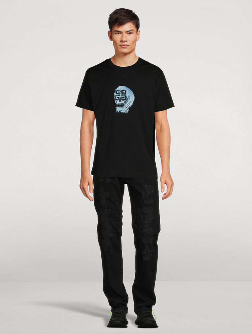 GIVENCHY 4G Skull Jersey T-Shirt Mens Black