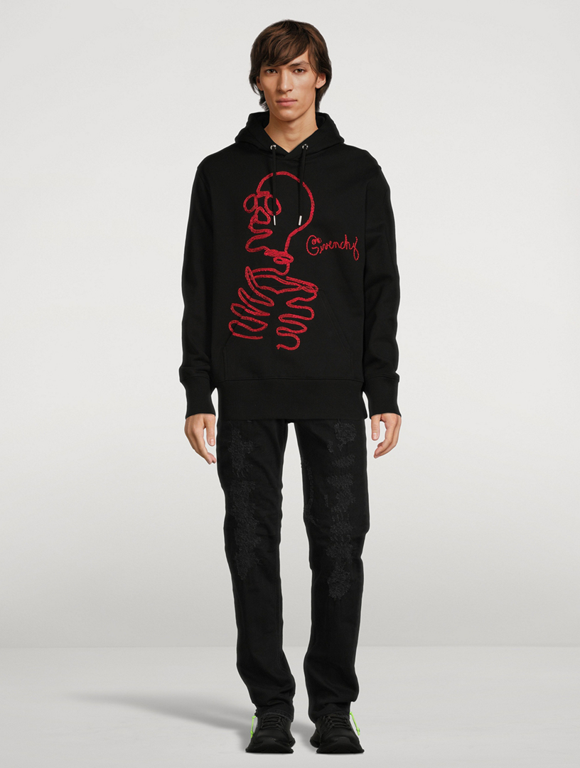 GIVENCHY Cotton Hoodie With Embroidery Mens Black