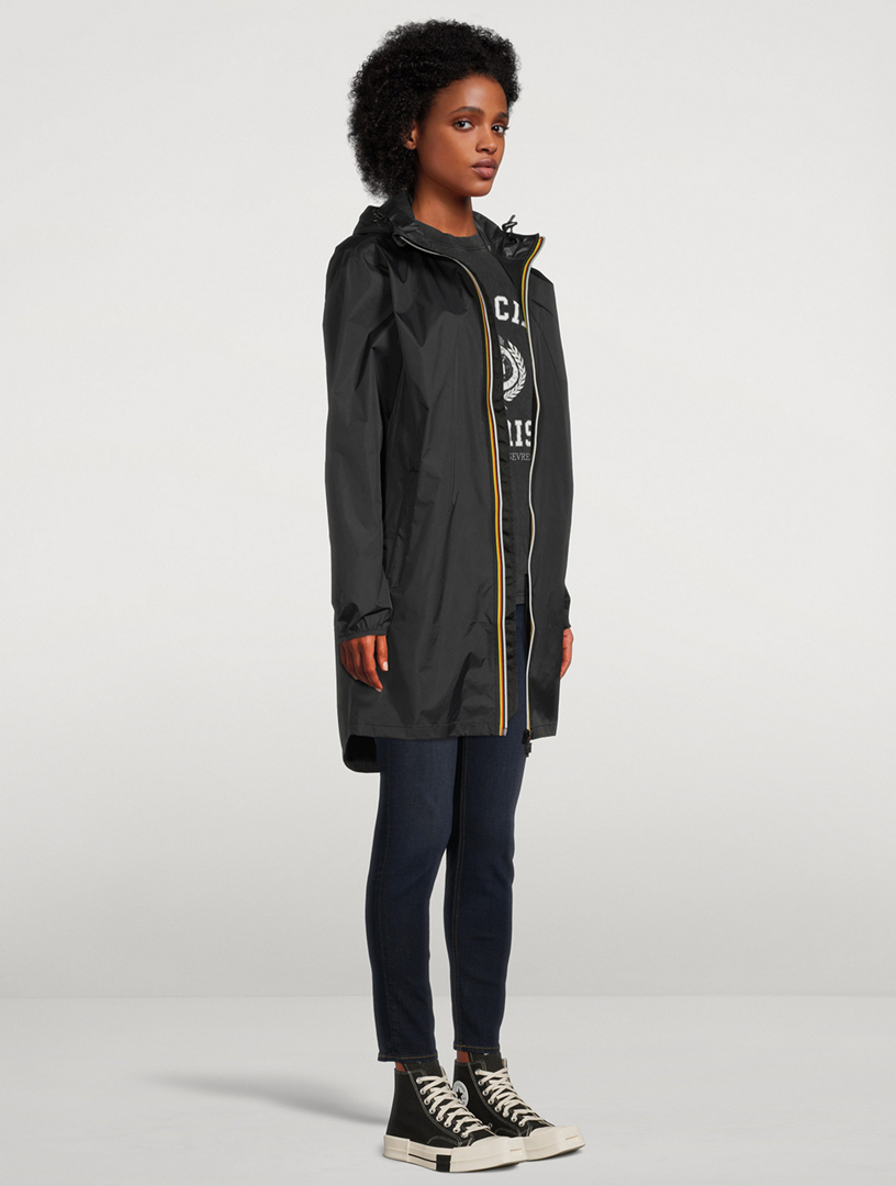K-WAY Le Vrai 3.0 Eiffel Long Jacket With Hood Women's Black