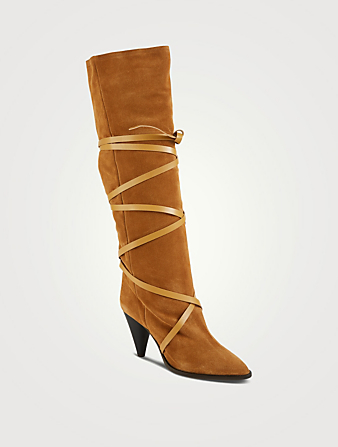 ISABEL MARANT Lophie Suede Knee-High Boots Women's Brown