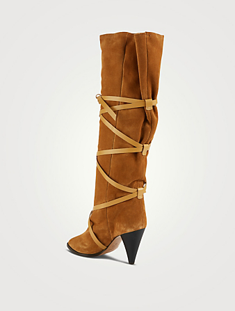 ISABEL MARANT Lophie Suede Knee-High Boots Women's Brown