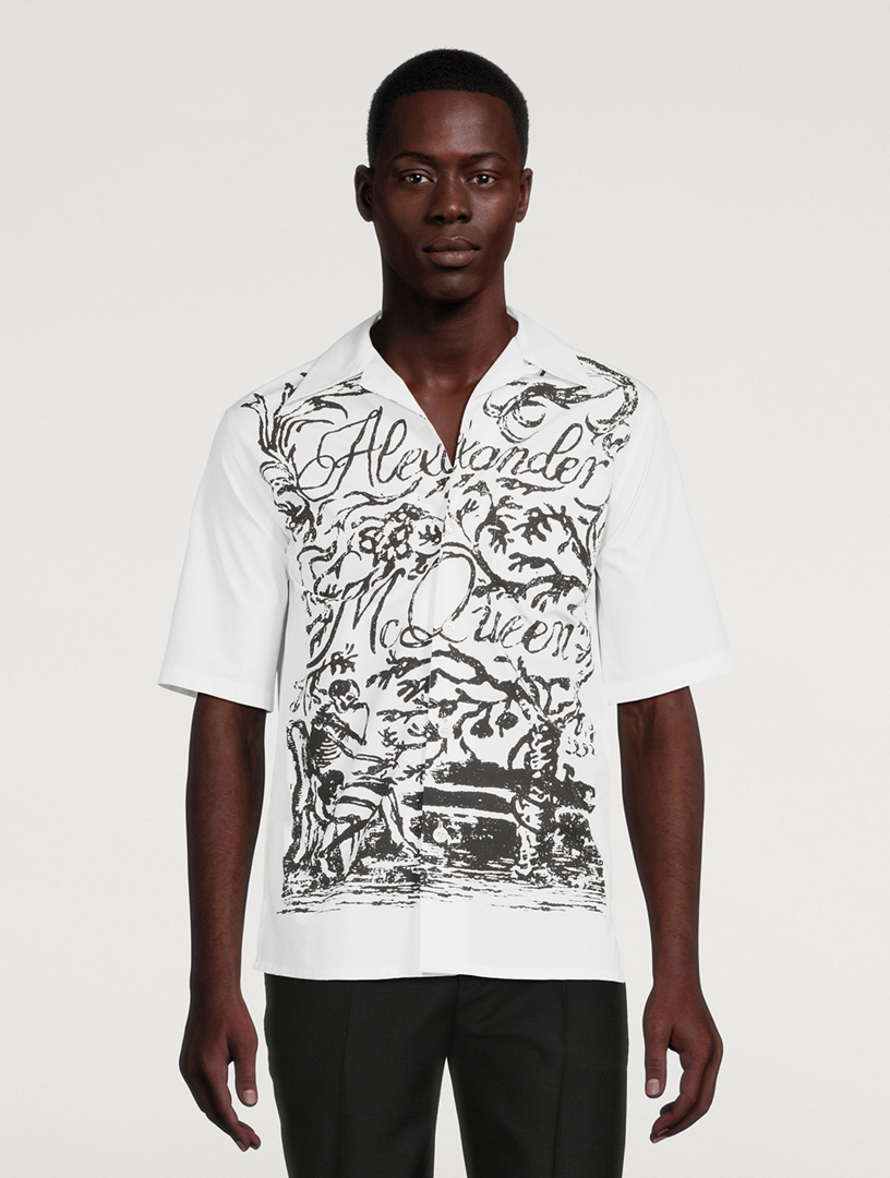 ALEXANDER MCQUEEN Cotton Short-Sleeve Graphic Shirt Mens White
