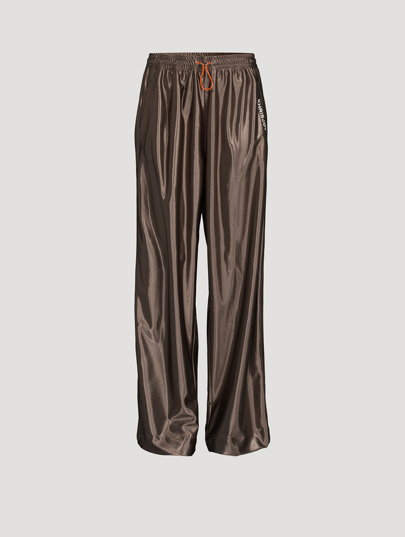 satin track pants