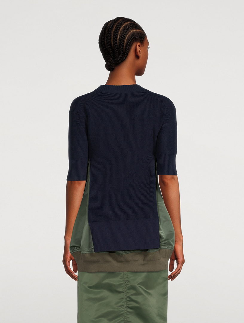 SACAI Nylon Twill Mix Knit Mini Dress | Holt Renfrew Canada