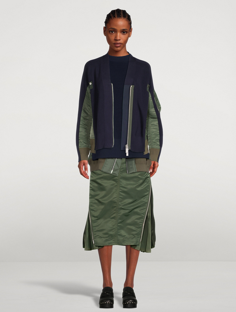 SACAI Nylon Twill Mix Knit Mini Dress | Holt Renfrew Canada