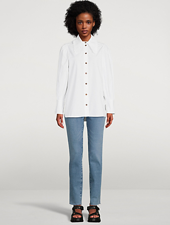 GANNI Organic Cotton Puff-Sleeve Shirt Women's White