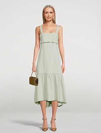 THEORY Good Linen Tie-Back Dress Women's Green