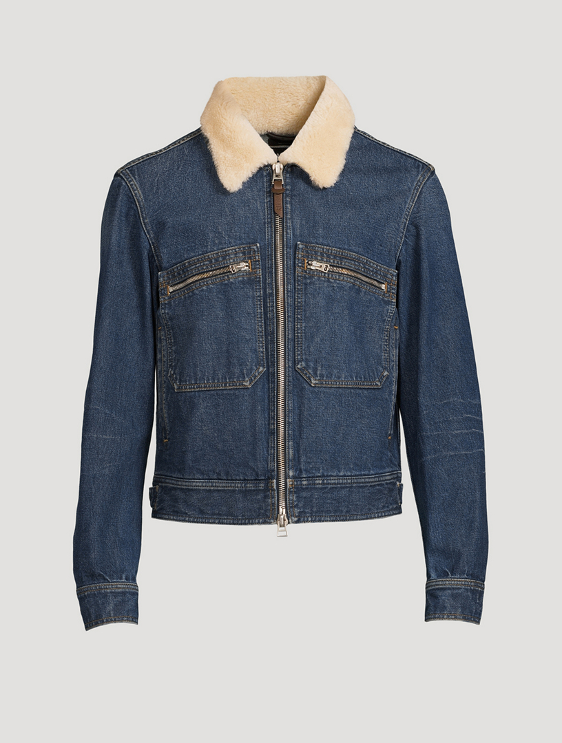 TOM FORD Denim Zip Blouson Jacket With Shearling Collar | Holt Renfrew  Canada