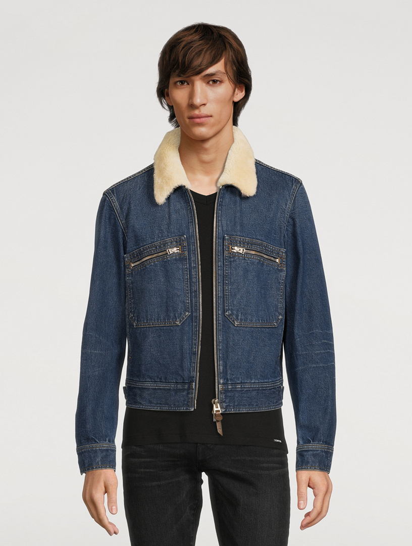 TOM FORD Denim Zip Blouson Jacket With Shearling Collar | Holt Renfrew  Canada