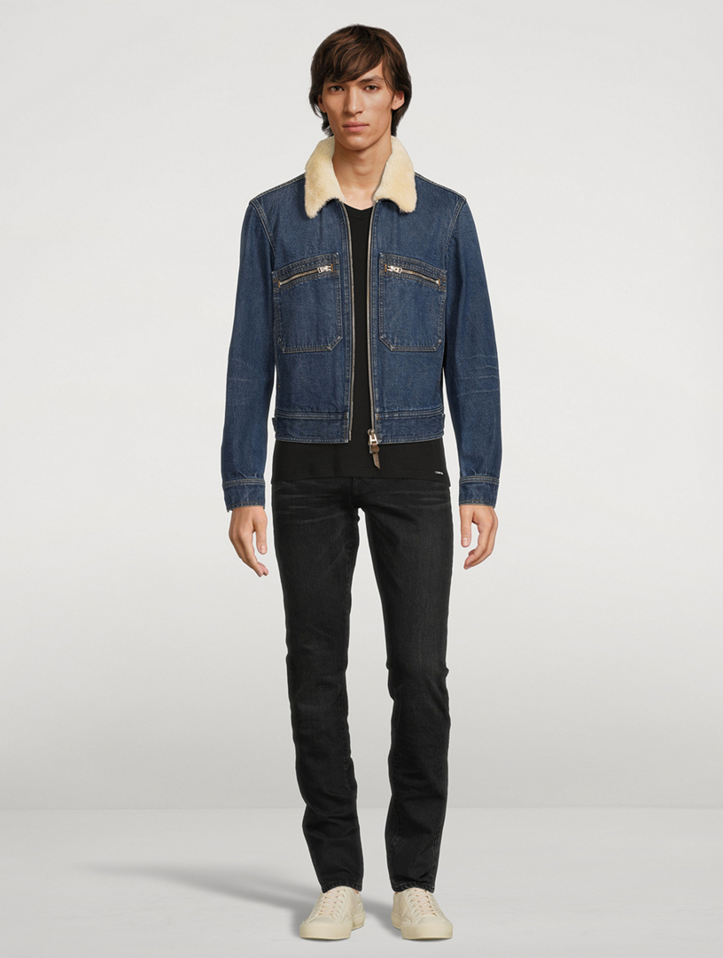 TOM FORD Denim Zip Blouson Jacket With Shearling Collar | Holt Renfrew  Canada