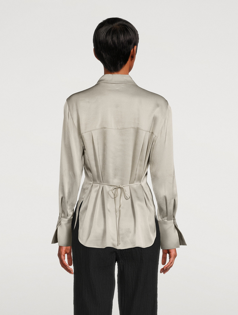 VINCE Relaxed Satin Blouse Women's Grey