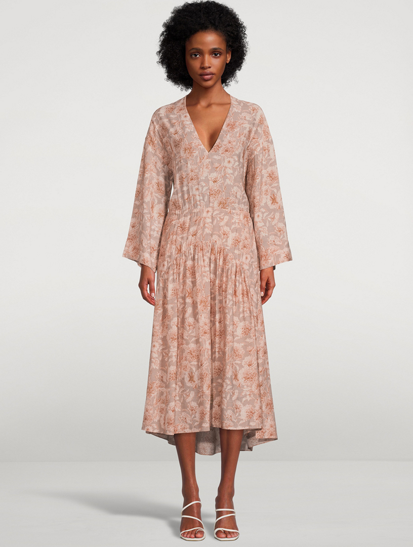 VINCE Dahlia Double VNeck Long Sleeve Midi Dress Holt Renfrew Canada