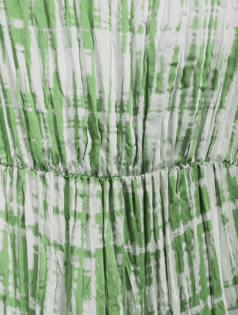 VINCE Robe camisole mi-longue froncée à imprimé noué-teint Femmes Vert