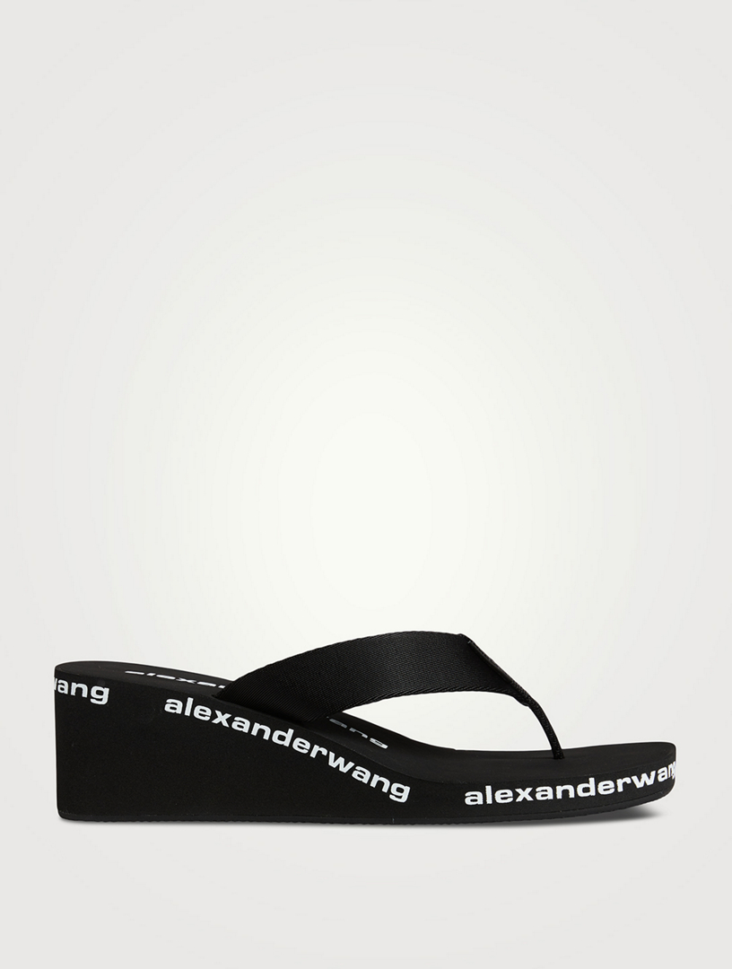 ALEXANDER WANG AW Wedge Thong Sandals Women's Black