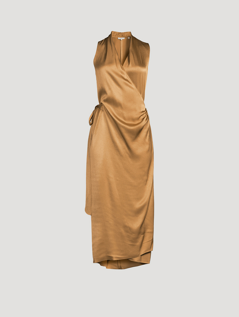 VINCE Satin Draped Wrap Dress Holt Renfrew Canada