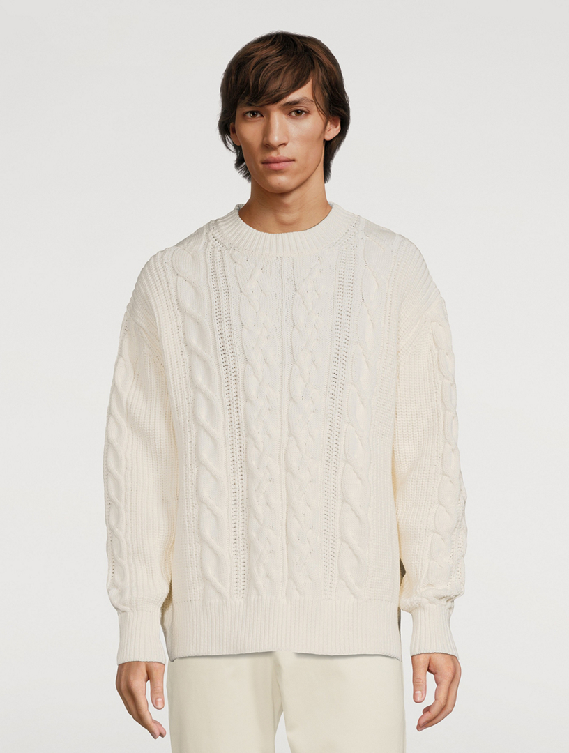 STUDIO NICHOLSON Cure Cotton Cable-Knit Sweater Men's White