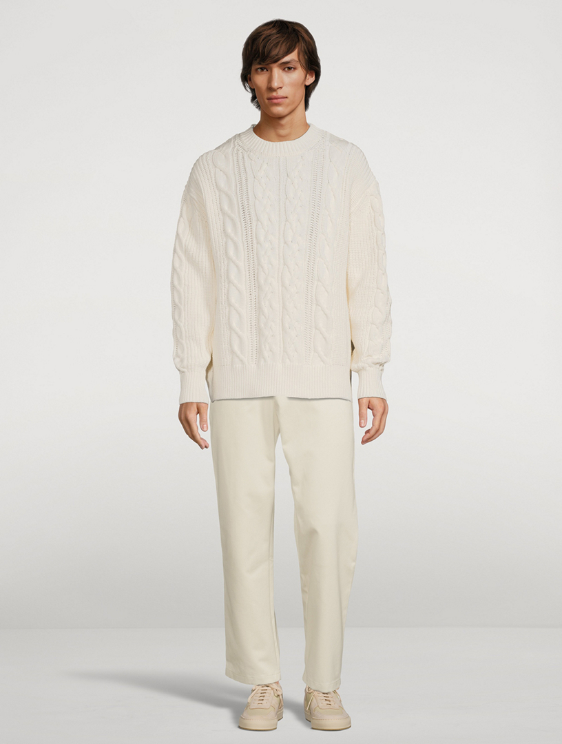 STUDIO NICHOLSON Cure Cotton Cable-Knit Sweater Men's White