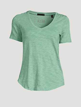 ATM ANTHONY THOMAS MELILLO Slub Jersey V-Neck T-Shirt Women's Green