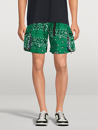 SACAI Belted Shorts In Bandana Print Mens Green
