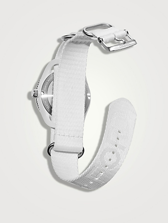 TOM FORD Large TFT 002 Ocean Plastic Sport Jacquard Strap Watch, 43mm Men's White