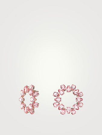 SWAROVSKI Millenia Pear Crystal Hoop Earrings Women's Pink