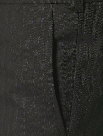COMME DES GARÇONS HOMME DEUX Wool Pinstriped Crop Pants Mens Grey