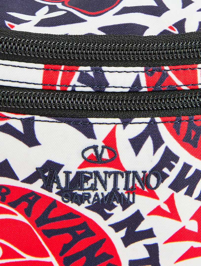VALENTINO Canvas Belt Bag In Archive Manifesto Bandana Print Women's Red