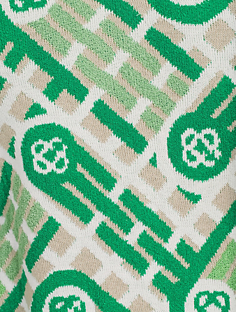 CASABLANCA Monogram Knit Zip Polo Sweater Mens Green