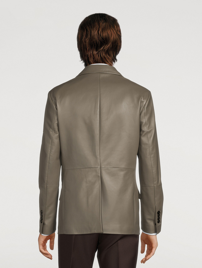 TOM FORD Leather Single-Breasted Jacket Mens Green