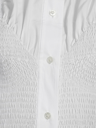 ALEXANDER WANG Smocked Cotton Poplin Shirt Dress Women's White
