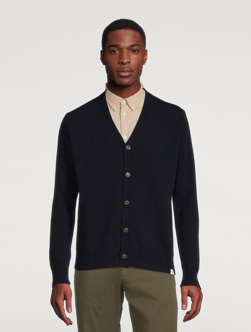 NORSE PROJECTS Adam Lambswool V-Neck Cardigan Mens Blue
