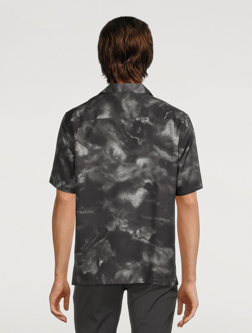 THEORY Noll Short-Sleeve Shirt in Cloud Print Mens Black