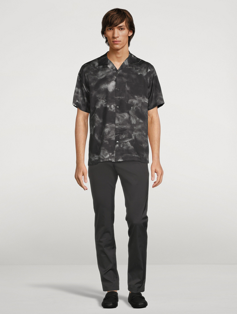 THEORY Noll Short-Sleeve Shirt in Cloud Print Mens Black