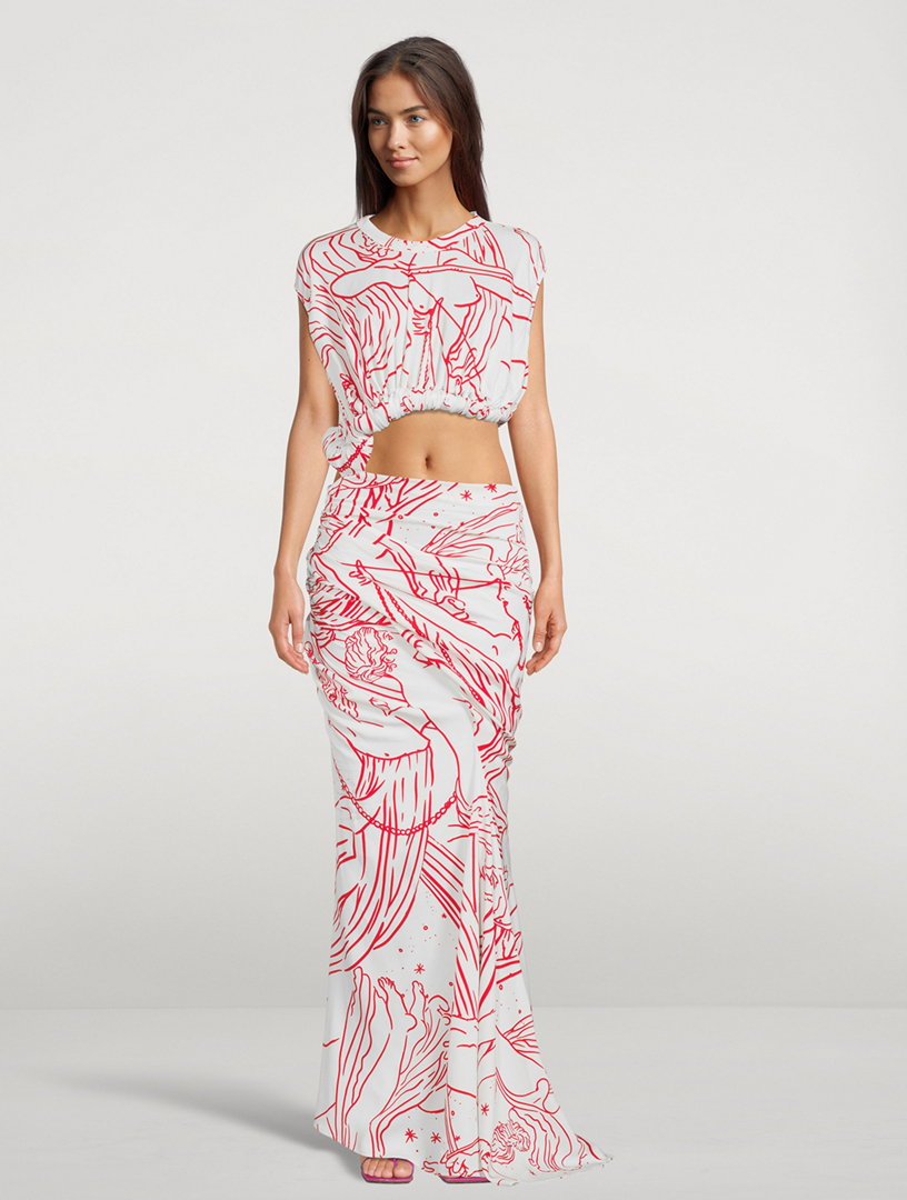 CHRISTOPHER ESBER Sculpted Twisted Tank Dress In Odyssey Print Women's White