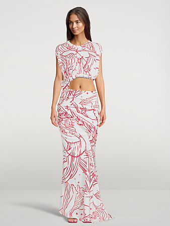 CHRISTOPHER ESBER Sculpted Twisted Tank Dress In Odyssey Print Women's White