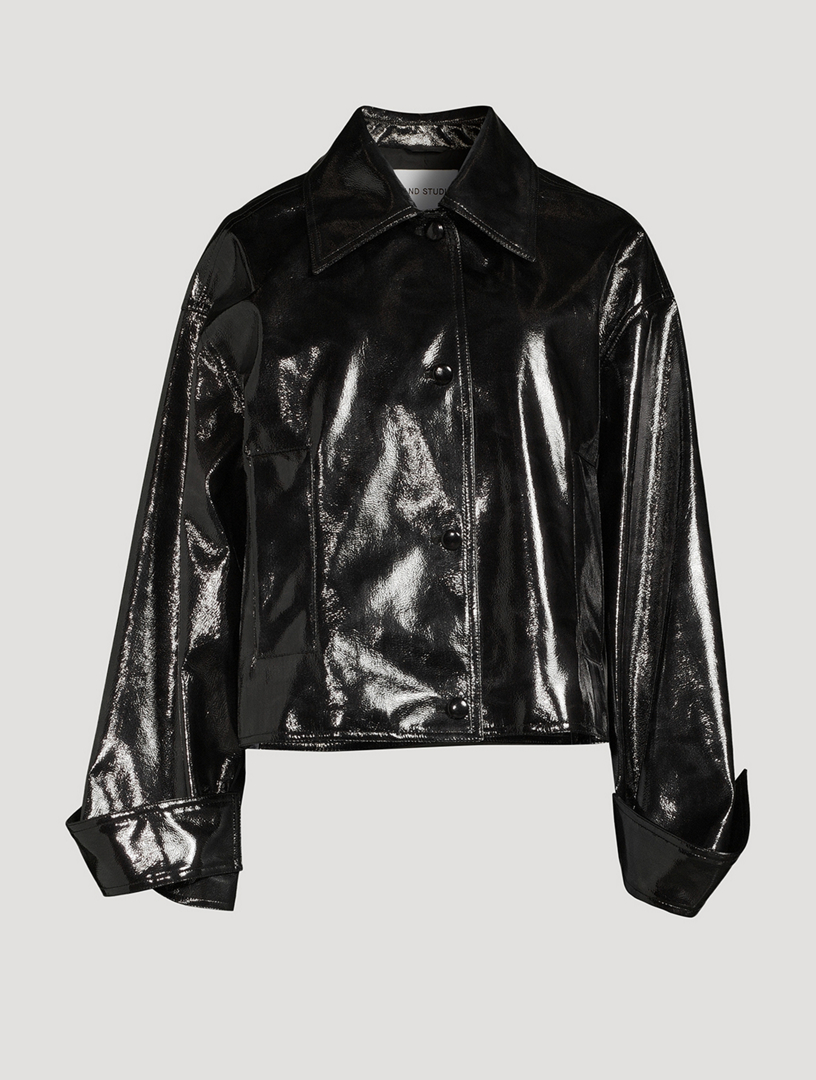 STAND STUDIO Charleen Faux Patent Leather Jacket Holt Renfrew Canada