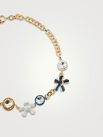 MARNI Enamel Flower Charm Necklace With Crystals Women's Metallic