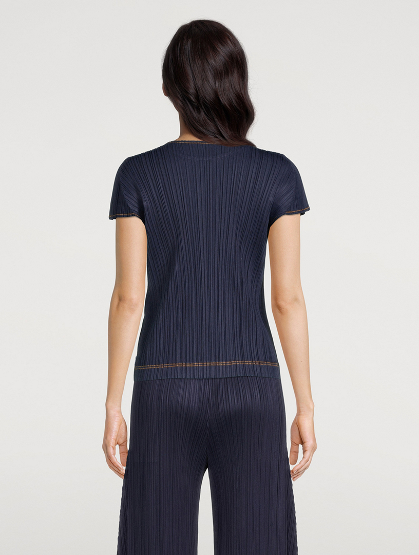 PLEATS PLEASE ISSEY MIYAKE Ramie Denim Top | Holt Renfrew Canada