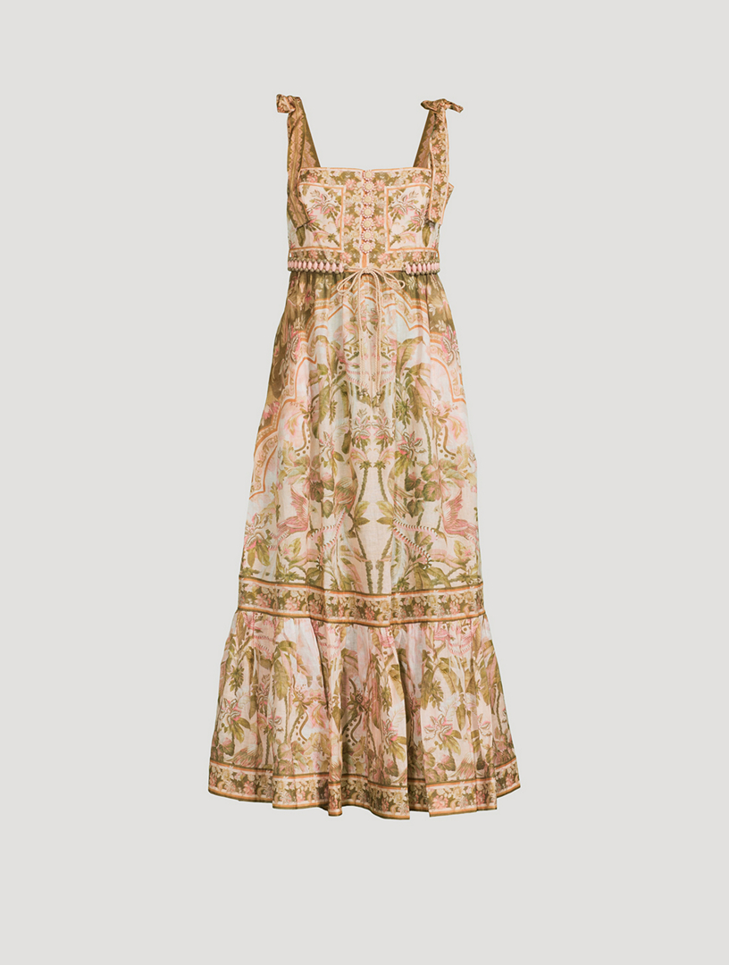 ZIMMERMANN Lyre Midi Dress In Palm Print | Holt Renfrew Canada