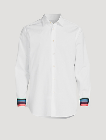 PAUL SMITH Artist Stripe Cuff Tailored Shirt Men's White