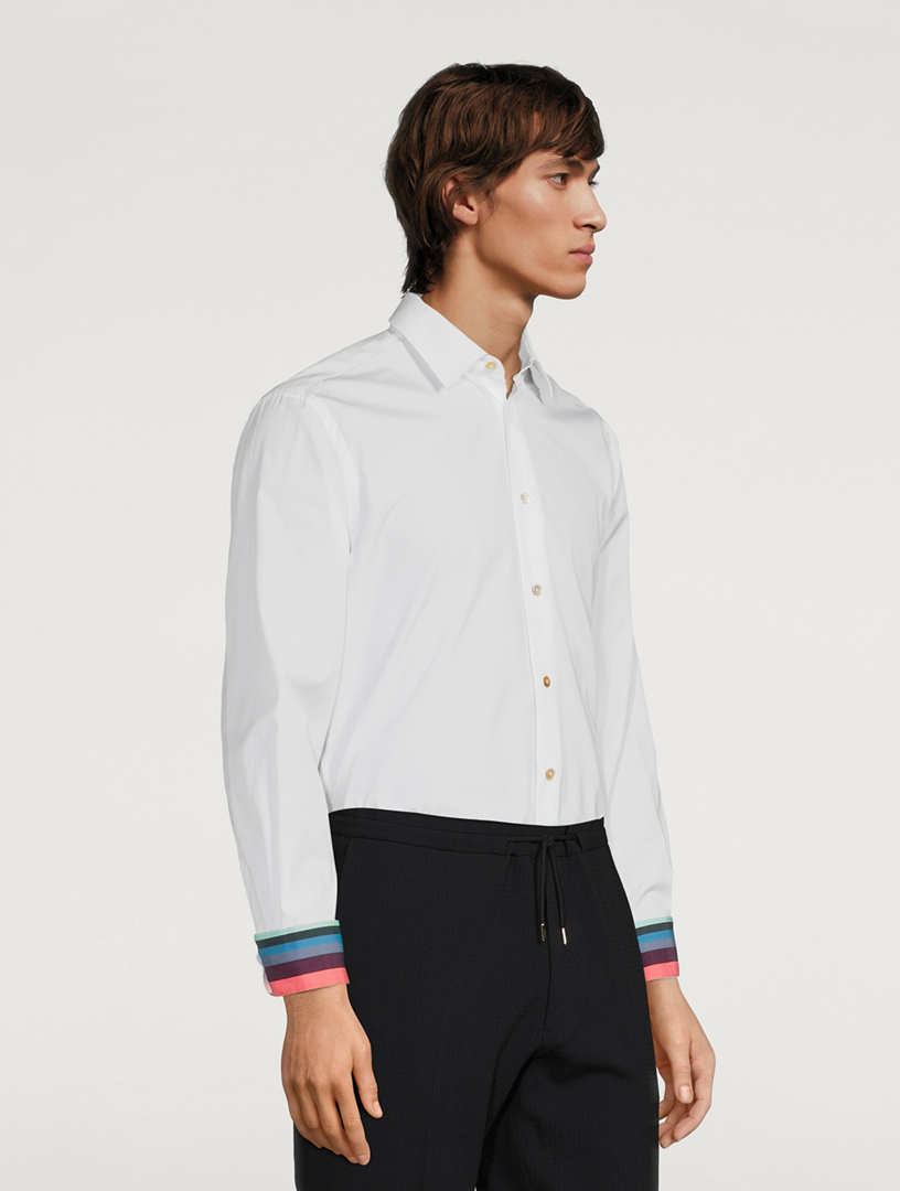 PAUL SMITH Artist Stripe Cuff Tailored Shirt Men's White