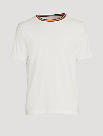 PAUL SMITH Artist Stripe Collar T-Shirt Mens White