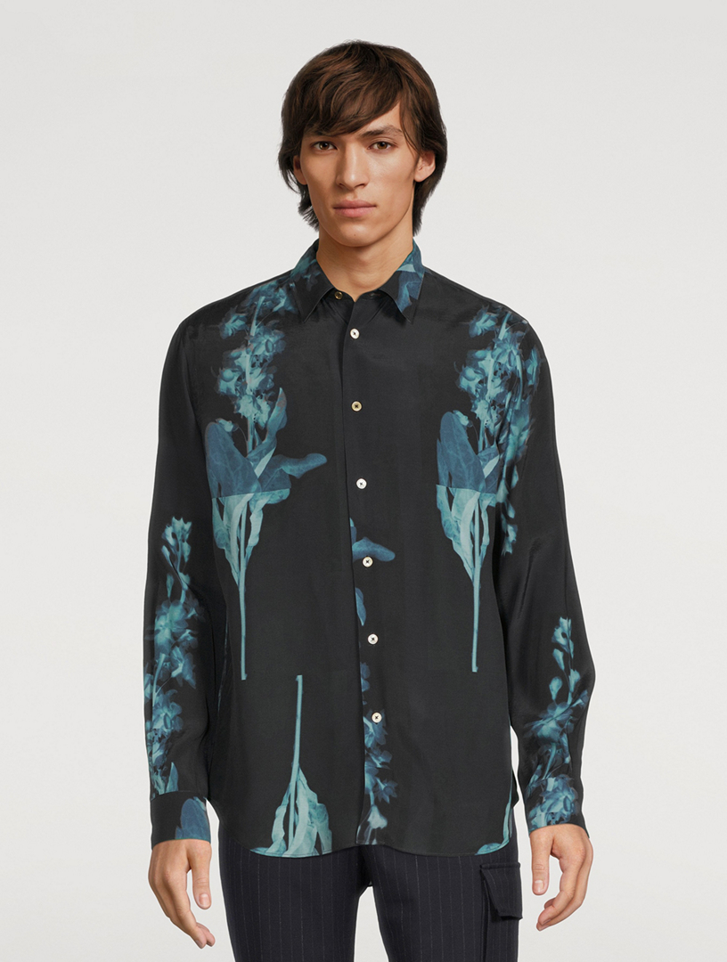 PAUL SMITH Tailored Shirt In Stem Print Mens Blue